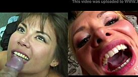 Pretty girl sucking cock for messy facial