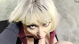 blonde gets rough blowjob and deepthroat