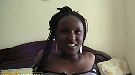 Ethiopian slut sucks boss and gets anal in casting