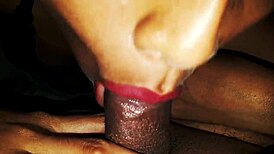 Susy teases her stepbrother with sexy red lips during an intimate homemade moment.