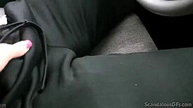 Hot babe rubs cock! Caught on tape!