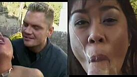 Pretty girl sucking cock for messy facial