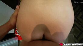 i grope ashley's big teen ass n pussy in bedroom makin my cock hard with feet play