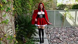 Amber Hahn Solo in Red, Teasing with Shaved Pussy and Heels