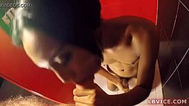 amateur ladyboy jordan sucks cock in bathroom pov, handcuffed and young.