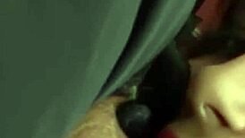 gorgeous brunette shoves huge cock in ass