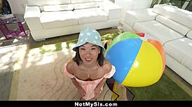 stepsister begs stepbrother to stay quiet 😏