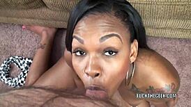 black hottie nikki ford blows lucky old dude's cock