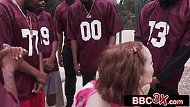 Wow, this ebony babe sucks monster cock in extreme deep throat 69 with cum on her natural tits!