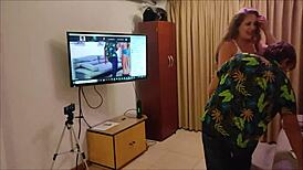 Young neighbor bangs my wife live on WhatsApp