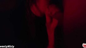 Sexy brunette passionately sucks big cock after nightclub