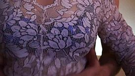 amateurs couple playing with big tits in stockings!