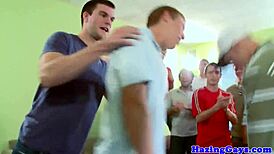 Hetero twinks blow dick and get banged in the dorm.