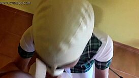 Laura performs rough deepthroat and facial in pov