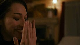 Busty babe tongues girlfriend's pussy