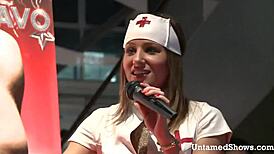 hot stripper nurse in hospital rips clothes to suck huge cock