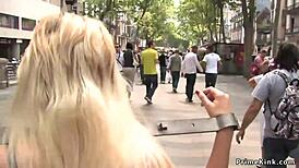 hey, wanna see this spanish blonde get punished in public with kinky bondage?