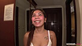 bubble butt thai teen with braces takes a hot creampie