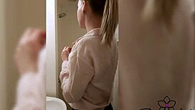 blonde washes and touches herself in shower - amateur