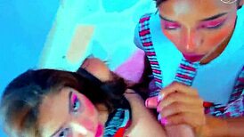 Hot Blowjobs From Two Kneeling Latinas!
