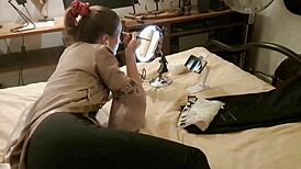 yo, amateur slut in blue corset and thong gets pounded! 😈