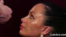 Frisky Idol Swallows Every Drop of Cumshot on Her Face