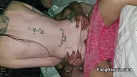 White trailer park girl riding big black cock squirting