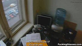 Teen 18+ In Glasses Gets Quickie Fuck. Best Deal For Cumshot.