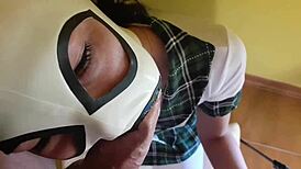 Laura performs rough deepthroat and facial in pov