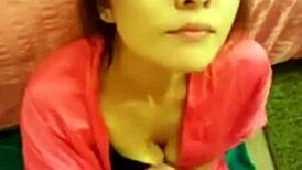 Brunette Delivers a Point-of-View Oral Performance