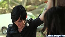 Tattooed Lesbian Babe Strapon Bangs Her Girlfriend
