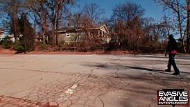 Bubble butt teen sucks tattooed thug's cock hard