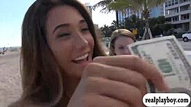 these sexy babes flash their tits for cash outdoors