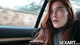 stunning redhead jia lissa rides huge dildo to orgasms