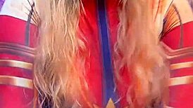 Captain Marvel Rides Ebony Dildo in Wild Cosplay Action. Can't Stop Watching!