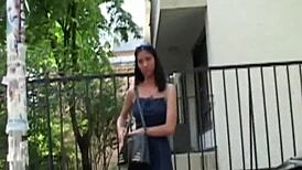 Brunette participates in group activity with two others