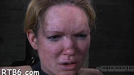 cutie gets senseless caning in bondage femdom session