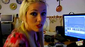 Perky tits bounce as boyfriend engages with blonde girl