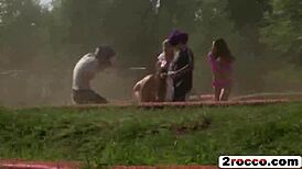 Two Slutty Whores Banged Hard by Army Garrison