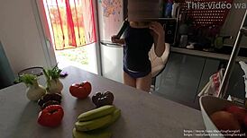 i watched her insert a cucumber into her pussy for the first time