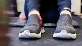 training in my gym, got sweaty and wet on legs in public