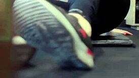 training in my gym, got sweaty and wet on legs in public