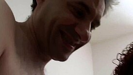 Horny Italian milf sucks two cocks and drips with cum