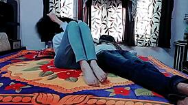 Slim sexy aunty overwhelmed by big cock boy in wild desi fuck. Her pussy takes every inch of that monster.