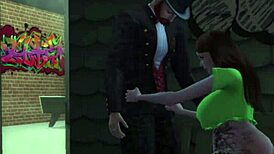 teen dances outside club, flashing big tits!