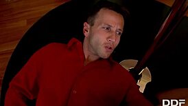 sexy stripper deepthroats and swallows cum 😋