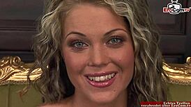 Skinny Blonde with Perfect Tits and Curls Craves Anal in 3Some