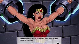 dc comics wonder woman bodybuilder plays sexy game with big cock