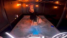 steamy hot tub threesome with queen rogue and mandi may