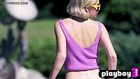 Big Boobs Blonde Milf Lindsey Gayle Evans Strips Lingerie, Exposes Naked Body